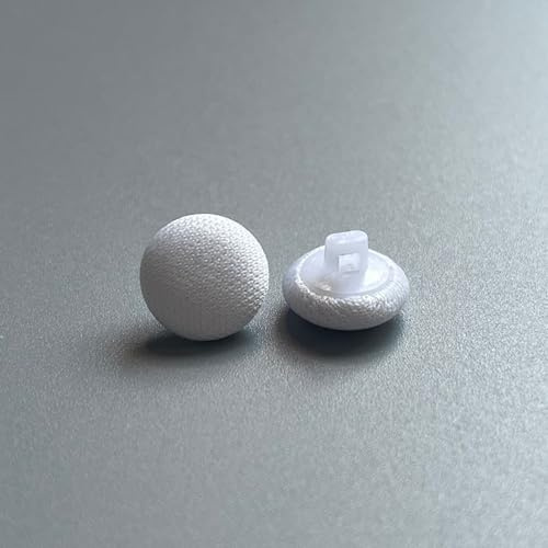 20PCS 12.5mm (18L) White Fabric Covered Buttons – Round Plastic Shank Buttons for Sewing, Dressmaking, Suits, Coats, Blouses and Crafts