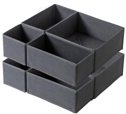LAJIAKE 8 Drawers Organiser System, Cupboard Organiser, Underwear Drawer Organiser, Foldable Storage Box, Fabric, Wardrobe Organiser for Clothes, Baby Clothes, Bra, Socks, Ties