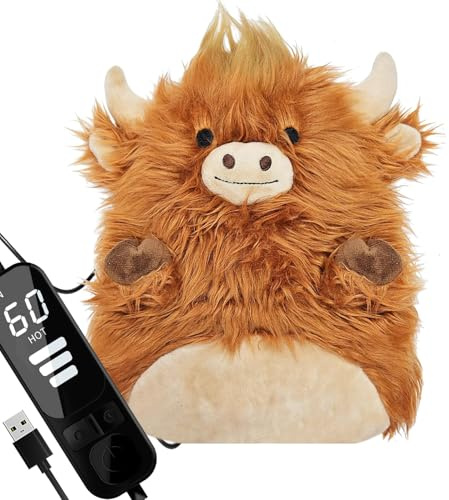 Highland Cow USB Electric Heating Pad, Portable Heat Pack for Period Cramps | Washable Electric Menstrual Belt for Stomach Back Pain Relief，USB Powered Portable Electric Heat Pads, Gifts for Women Girls
