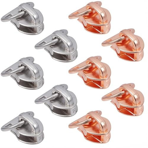 CABODYALS Kit de Réparation de Fermeture Éclair Universel avec Tirette en Alliage Platine Or Rose (20 pièce) 2 couleurs pour la Couture la Confection de Jeans de Vestes et Autres Projets de Loisirs Cr