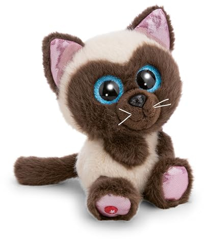 NICI Gosedjur, Glubschis, Siamkatt Selma, 15 cm, beige - 63024 | Mjuk plysch, sött mjukisdjur att gosa och leka med, för barn och vuxna, bra presentidé