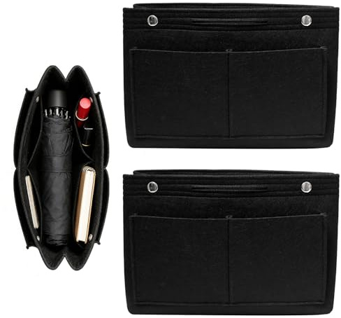 Neikafan 2 Piezas Organizadores para Bolsos de Mujer Fieltro con MúltCompartimentos y Cierres Inserto Tipo Tote Bag con Bolsillos Interiores Exteriores para Almacenar Cosméticos,Llaves(30x20x10cm)