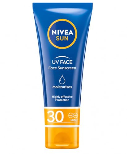 NIVEA Sun Crème solaire UV pour le visage avec SPF 30, protection solaire instantanée pour le visage, le cou et le décolleté, crème solaire avec soin hydratant 24 h (50 ml)