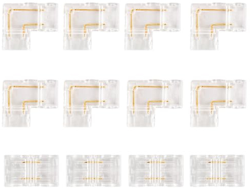 Xotectrix - Lote de 12 conectores LED COB para 2 pines de 8 mm, conector de cinta LED, conectores para tiras LED en L e I,conector transparente, listo para usar