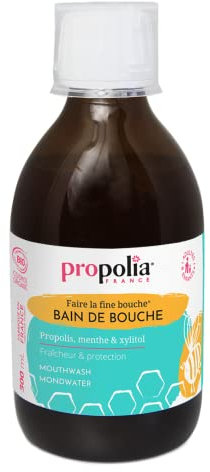 PROPOLIA - Bain de bouche quotidien - Purifie et apaise les gencives - Haleine fraîche - Efficacité 12h - Propolis, Menthe & Xylitol - Fabriqué en France - 300 ml