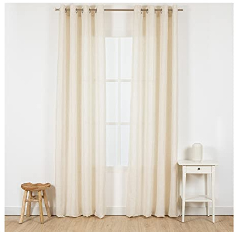 TRAMAS+ Cortinas Visillo Semitransparente para Salón y Dormitorio 140x260 cm, con Ojales, 1 Pieza, Dormitorio, Infantil, Juvenil y Adulto, Comedor –Coria Natural