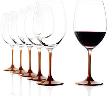 Stölzle Lausitz Verres à Vin Bordeaux Bronze Event Lot de 6, 635 ml – Verres Élégants en Cristal pour Bordeaux – Verres à Vin Rouge avec Pied et Tige en Bronze – Compatibles Lave-Vaisselle