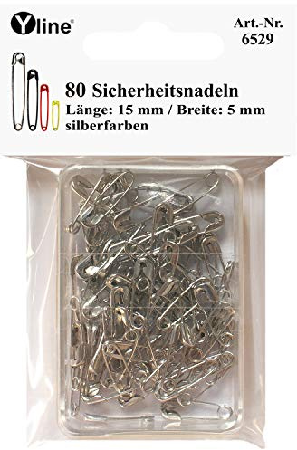80 mini spille da balia da 15 mm, piccole, argentate, senza nichel, 6529