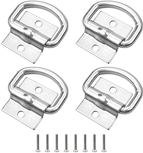 D-Ring Tie Downs, 4 Pack Cargo Tie Downs Anchors D Lashing Rings Heavy Duty with 8Pcs Screws for Load Securing in Trailer Truck Boat Cars Kayak