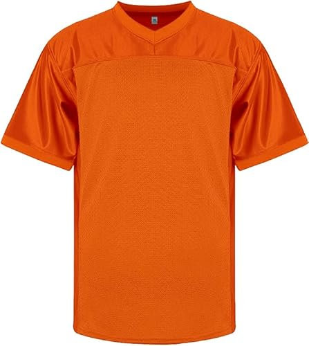 RE-HUO Blank Football Jersey Mesh Praxis Athletic T-Shirt Plain Hip Hop Sport Jersey, Orange/Abendrot im Zickzackmuster (Sunset Chevron), XX-Large