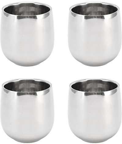Otufan 4 PCS Edelstahl Thermobecher - Kaffeebecher to Go - 200ml Stapelbarer Becher - Doppellagiger verbrühungssicherer Edelstahl Trinkbecher für Haus, Küche, Restaura