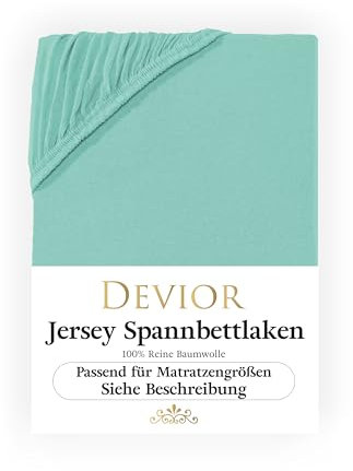 Devior Jersey Spannbettlaken 90x200cm - 100x200cm, 100% Baumwolle, Matratzenhöhe bis 22cm, Mint – 135 g/m² Anti-Statisches, atmungsaktives Bettlaken mit Einlaufschutz, Matratzenbezug Grün