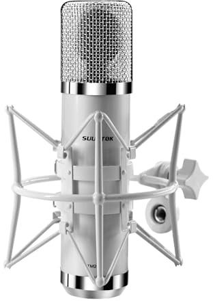 SUUNTOK Microfono a condensatore professionale XLR, microfono da studio con diaframma grande da 34 mm, microfono per registrazione cardioide, per computer da gioco, kit per canto, podcasting, YouTube,