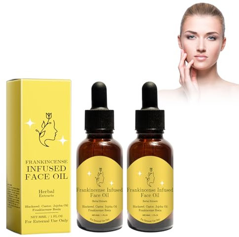 2 pezzi Frankincense Resin Oil for Face, Frankincense Resin Infused Oil Bio Incenso Frankincense, olio rinforzante, antirughe, oli di ricino e jojoba, per il viso, Skincare Hydrates
