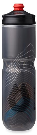 HydraPak Polar Surge Botella Térmica para Bicicleta - Cantimplora de Alto Flujo para Ciclismo y Deporte (Black, 24oz)