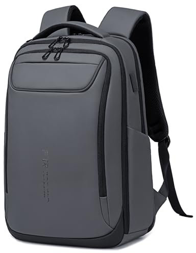 FENRUIEN Business Laptop Backpack for Men 15.6 Inch - 1800D Waterproof Rucksack with USB Charging Port, Anti-Theft High-Tech Casual Computer Bag for Work & Travel (Grey)