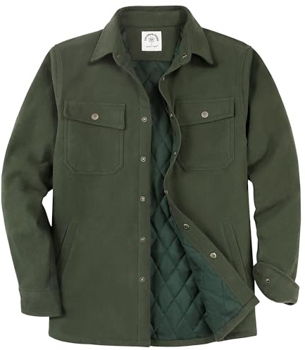 Dubinik® Mens Shacket Lightweight Jacket Cozy Warm Lined Overshirt Flannel Shirts For Men Long Sleeve Snap Casual Plaid
