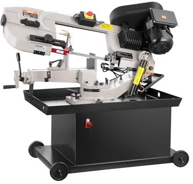 VEVOR Troncatrice a Nastro Orizzontale per Metallo 17,78 x 20,95 cm Troncatrice a Nastro per Taglio Verticale in Metallo con Motore 1,1 kW Regolazione dell'Angolo 0 a 45° per Plastica