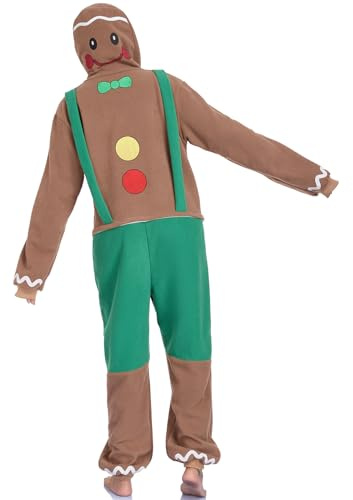 RONGTAI Unisex Adult Costume One Piece Pajamas Overall Halloween Costume Christmas Sleepwear Jumpsuit (US, Alpha, XX-Large, Regular, Regular, Gingerbread green)
