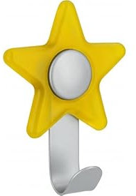 SIRO Kleiderhaken Hünfeld, Stern, Kinder, Design, Stahl - Kunststoff glaseffekt gelb alufarbig pulverbeschichtet alufarbig, 97 mm x 30 mm x 71 mm, 2051/SN15PB21A105