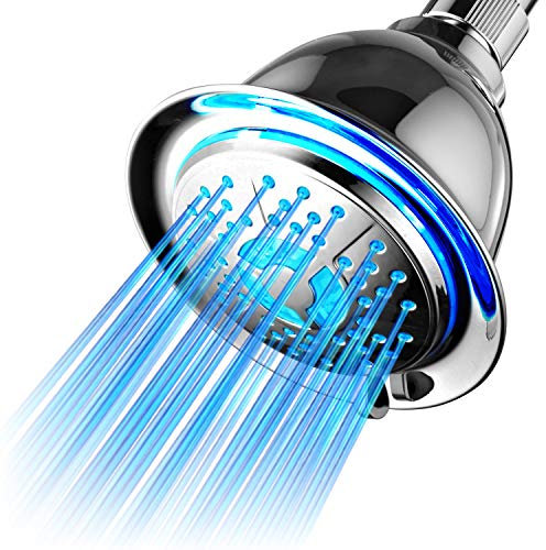 powerspa todos los cromado 4-setting LED ducha cabeza con boquilla turbo pressure-boost Air Jet LED tecnología; 7 colores de LED luces cambio automáticamente cada pocos segundos