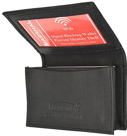 Marshal® RFID Blocking Mens Leather Expandable Business Card Case Wallet