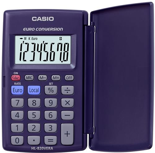 Casio HL-820VERA - Calculadora de bolsillo, 13,1 x 18,3 x 2,1 cm. color azul