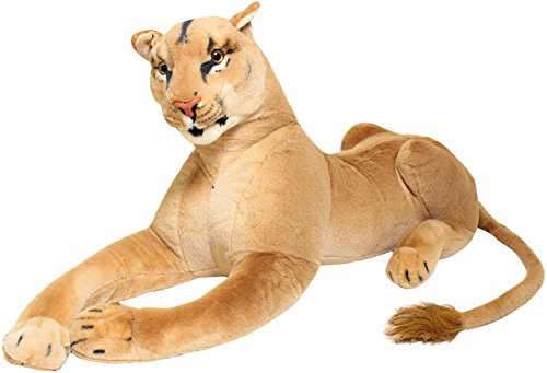 Brubaker Peluche Leonessa 110 cm Sdraiata - XL Peluche Grande Gatto Marrone