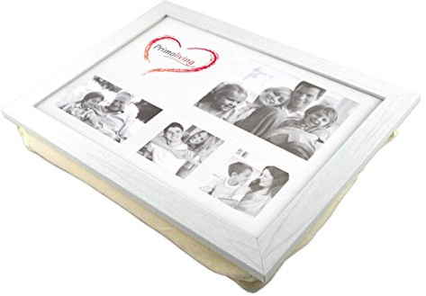 PrimoLiving P-793 - Vassoio da Ginocchio con Cuscino e Cornice, Colore: Bianco