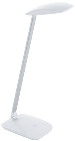 EGLO LED Tischlampe Cajero, 1 flammige Tischleuchte mit Touch, dimmbar, USB Lampe, Schreibtischlampe, Minimalismus aus hochwertigem Kunststoff, Bürolampe in Weiß