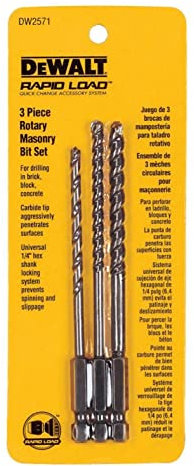 DEWALT Juego de brocas para mampostería, giratorias, 3 piezas (DW2571)