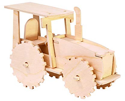 Pebaro 851/1 Holzbausatz Traktor, 3D Puzzle Baufahrzeug, Modellbausatz, Basteln mit Holz, Holzpuzzle, vorgestanzte Holzplatte, ausbrechen, zusammenstecken, fertig, inkl. Schmirgelpapier, Geschenkidee
