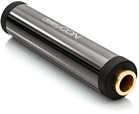 deleyCON Stereo Audio Klinken Kupplung Adapter - 3,5mm Klinken Buchse zu 3,5mm Klinken Buchse - Metall - Vergoldet - Schwarz