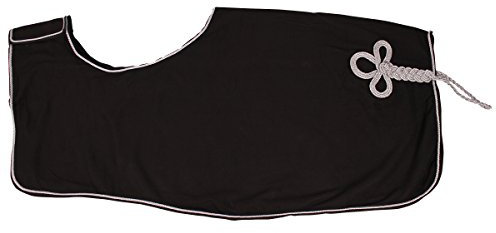 QHP Nierendecke Fleece-Ausreitdecke Ornament Fleecedecke Sattelausschnitt hinten mit Ornament in Silber (schwarz, M)