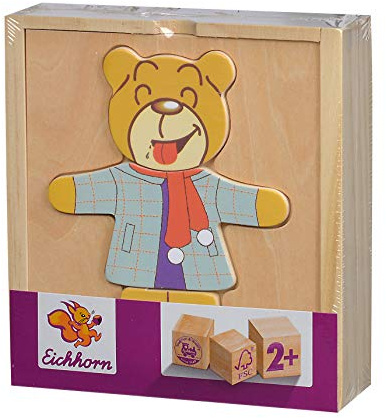 Eichhorn 100005401 Bear Puzzle with Various Clothes to Change, 4 Different Designs, No Motif Selection Possible, Box Contents: 1 Piece, FSC 100% Certified Linden Plywood