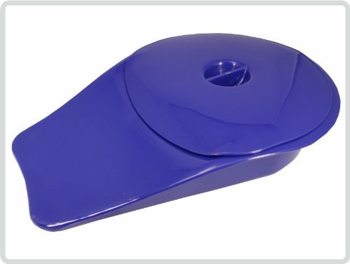 Stechbecken aus Kunststoff mit Deckel oval angeschrägt, Farbe: blau - Bettpfanne Steckbecken Schieber