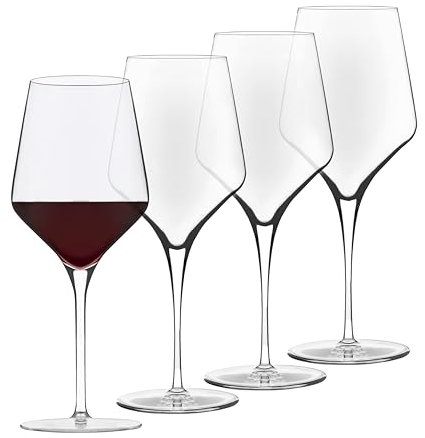 Libbey Signature All Purpose Wine Glasses, Stemmed, Modern White and Red Wine Glass Set of 4, Elegant Glassware Sets for Weddings, Birthdays