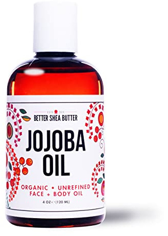 Better Shea Butter Organic Jojoba Oil | 100% Pure, Cold Pressed | Moisturize Face, Body & Hair Oil | Natural Massage Oil | 4 oz