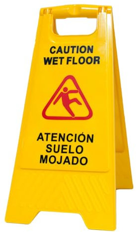 PAMEX Señal de Suelo Mojado. Cartel Plegable Señalización Advertencia Mojado Color Amarillo. Advertencia Superficie Resbaladiza. En Español e Inglés
