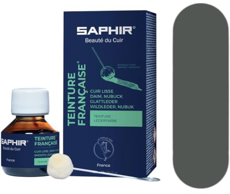 SAPHIR BEAUTÉ DU CUIR Saphir deckende Lederfarbe zum einfärben und Umfärben für Rauleder und Glattleder (Grau)