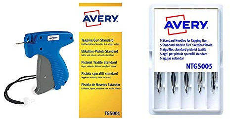 Avery TGS001 Pistola Sparafili per Cartellinatura Manuale & NTGS005 Aghi Standard per Pistola Sparafili, 5 Pezzi