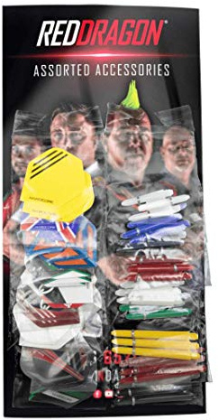 RED DRAGON Assorted Hardcore Extra Thick Dart Flights & Nylon Stems
