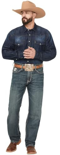 Cinch Men's White Label Relaxed Fit Jean, Hi Contrast Dark Rinse, 38W x 34L