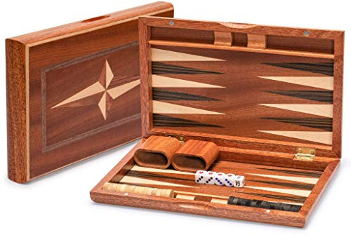 Yellow Mountain Imports Backgammon-Spiel-Set mit Holzintarsien, Sentinel - 28 Zentimeter
