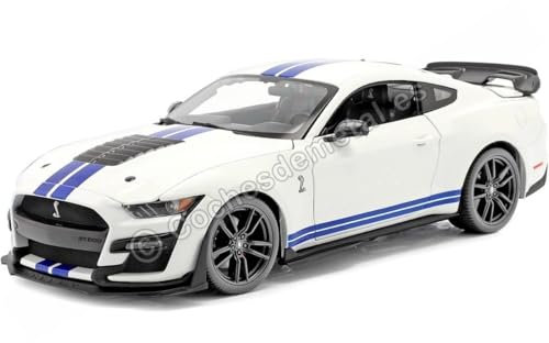Maisto Mustang Shelby GT500 (2020): Modellauto im Maßstab 1:18, Türen, Kofferraum und Motorhaube zu, Weiß