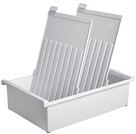 HAN Karteitrog DIN A4 hochformat, innovatives und modernes Design für 1.300 Karten, inklusive 2 Stützplatten mit Sichtreitern, 954-0-1-11, lichtgrau
