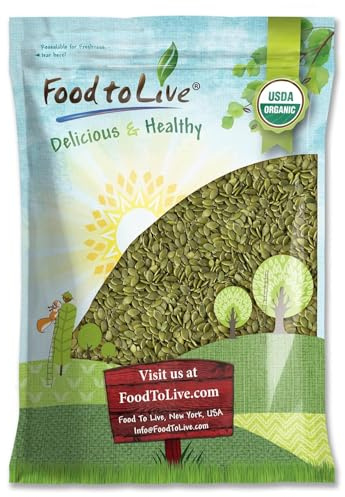 Food to Live Organic Raw Pepitas, 8 Pounds — Non-GMO, Pumpkin Seed Kernels, Unsalted, No Oil, No Shell, Vegan, Kosher, Bulk. Keto Snack.