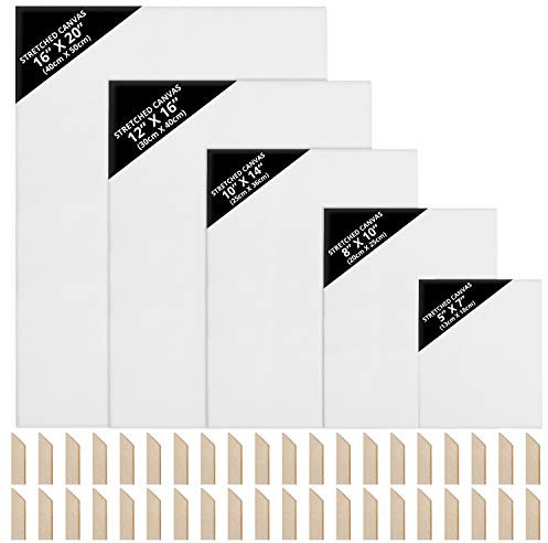 Kurtzy Keilrahmen für Künstler, weiße Leinwand, gespannte Leinwände für Acrylfarben, 10 Stück