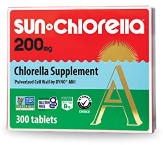 Sun Chlorella 200mg Tablets, 90%+ Pulverized Cell Wall, Non-GMO, 300 Ct