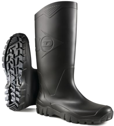 Dunlop Dane Knähöga Wellington Boot - Unisex, Vattentät och Kemisk Resistent, Lätta gummistövlar för utomhusbruk, PVC, Svart - EU 45, UK 10,5, Svart, 10.5 UK